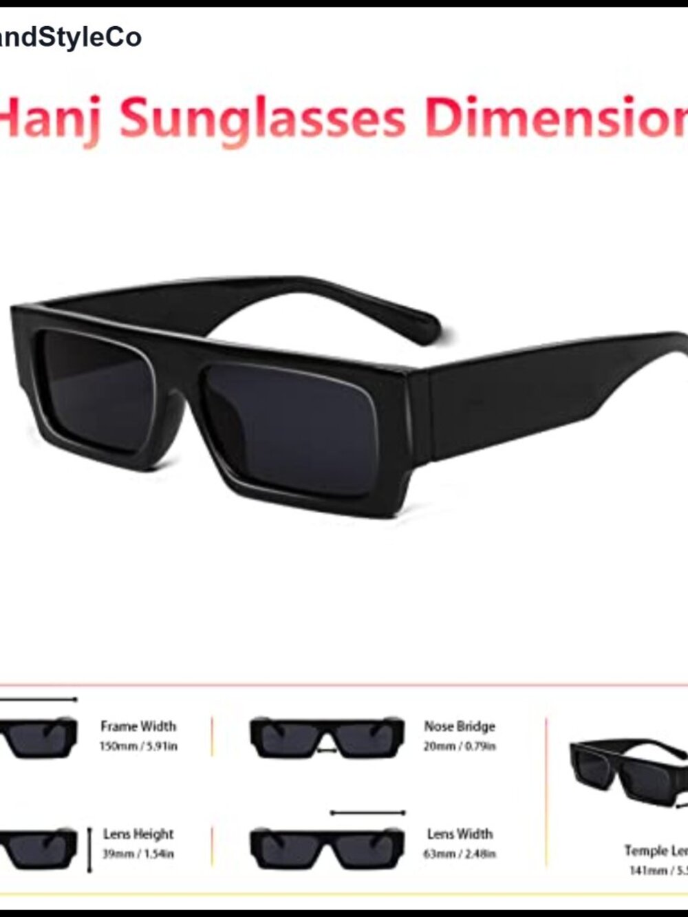 Small Rectangle Sunglasses Narrow Square Retro Vintage Shades - Picture 5 of 6